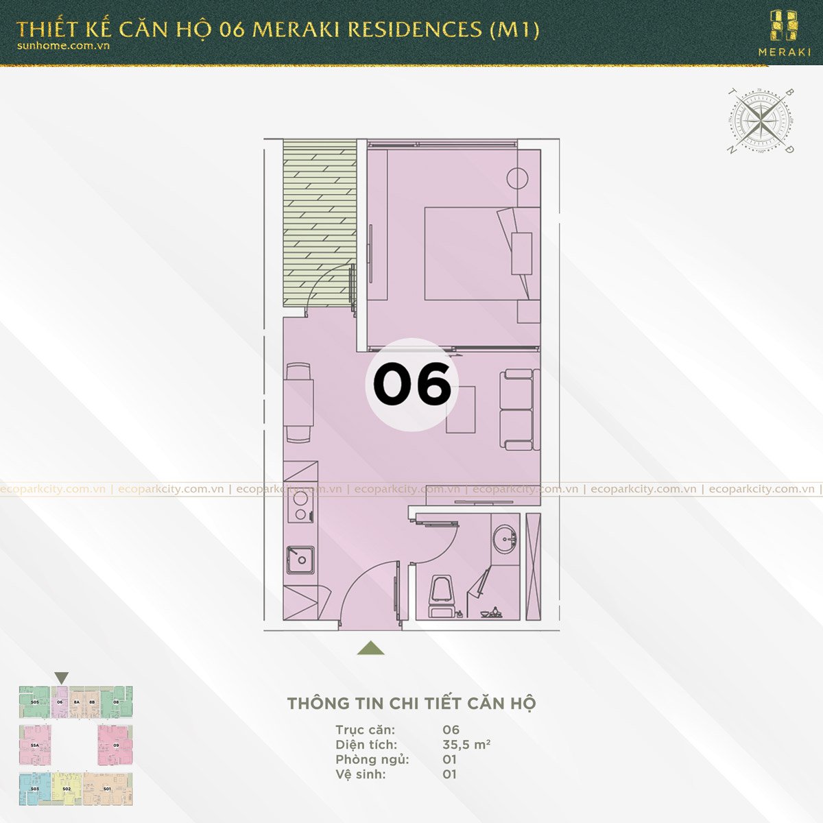 Thiết kế căn hộ 06 Meraki Residences (M1)